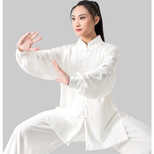 Tai Chi Womens Thin Elegant Milk Silk Embroidery Clothing Outdoors Jiu Jitsu Wushu Fitness Kung Fu Suit Long Sleeve Mens Style