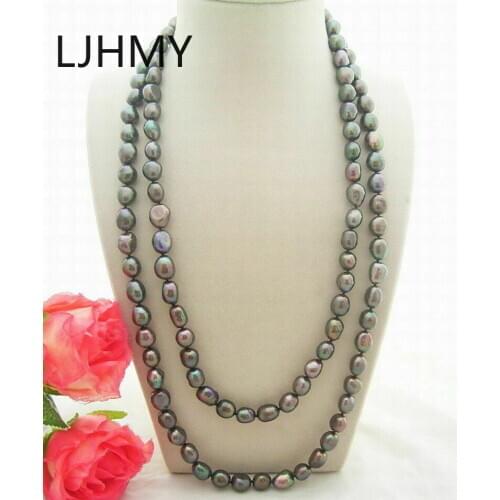 Vintage Real Baroque Freshwater Pearl 8x9-9x11mm Beaded Boho Knot Strand Collar Fringe Wrap Layered Opera Long Necklace