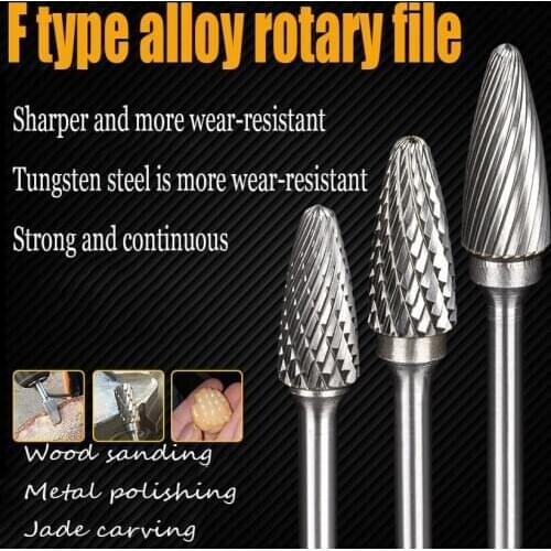 Alloy Rotary File, Metal Electric Grinder, Electric Rotary File, Tungsten Steel Milling Cutter, Grinding Head F Type Single Slot
