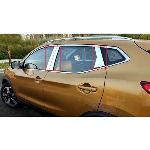 High Quality fit For Nissan Qashqai 2015 2016 Stainless Chromium Styling Center Pillar Window Trim Exterior Car Styling 6pcs