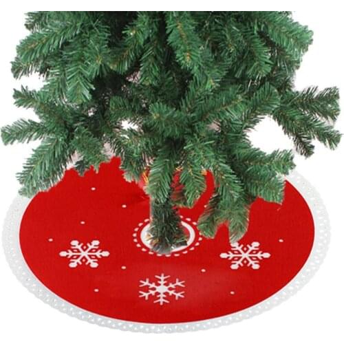 ZXZ 30Cm Handmade Embroidered Animals And Snowflakes Non-Woven Fabrics Christmas Tree Skirt Christmas Decorations Supplies