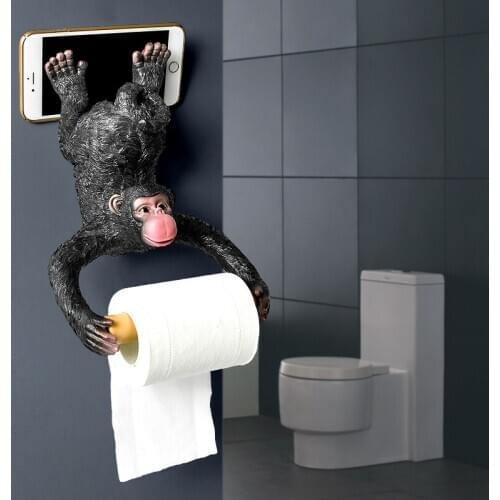 Animal Monkey Tissue Box Durable Wall Hanging Mounted Bathroom Toilet Paper Tissue Roll Paper Holder Toilet Holder