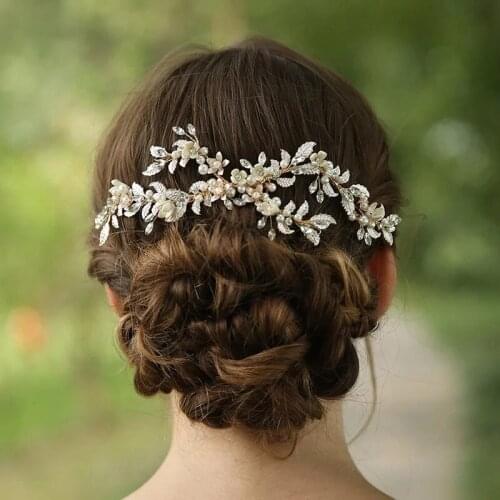 Gold Color Leaf Hair Comb Bridal Crown Fashion Women Hair Jewelry Handmade Wedding Headpiece Accessories