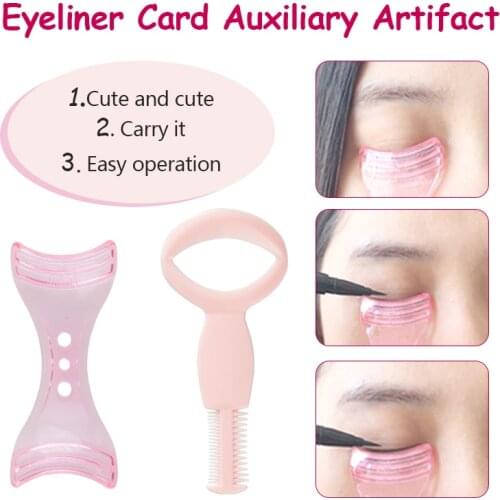 Portable Magic Eyeliner/Eyelash Stencil Model Beginner Eye Makeup Helper Mascara Eyelash Comb Applicator Guide Card Mold Tool