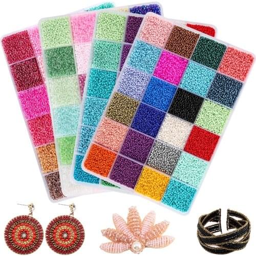 2mm Colored Seed Beads Kit Small Glass Beads Acrylic Letter Bead Set With Organizer Box For Jewelry Making Necklace Bracelet DIY