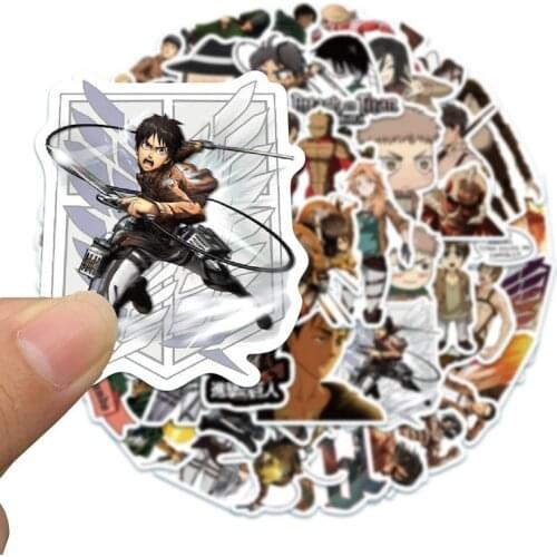 50Pcs/Pack Attack On Titan Anime Stickers Luggage Laptop Guitar Motorcycle Bicycle Skateboard Waterproof Sticker Kids Toys Gift