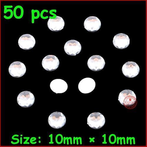 50pcs/lot 10*10mm Shiny White Round No Hole Rhinestone Crystal Diamond Stone Beads Women DIY Jewelry For Wedding Dress Clothes