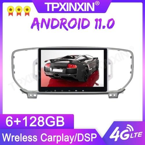 Android 11.0 6+128G For KIA Sportage 2016-2018 GPS Car Multimedia Player Headunit Audio Radio Navigtion Tape Recorder