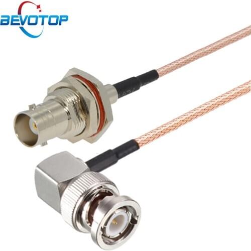 BNC female bulkhead to Elbow BNC Male Plug Crimp 50 Ohm RG316 RF Coaxial Jumper cable BNC Pigtail Coax Extension Cable Cord
