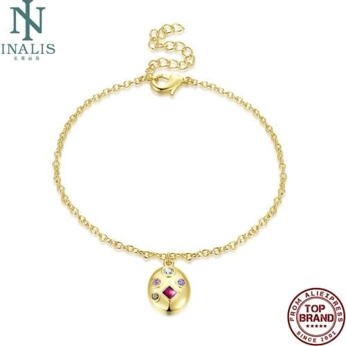 INALIS Golden Bracelet Colored Zircon Romantic Trend Bracelets For Women Fit Festival Wedding Gift Fashion Jewelry Accessories