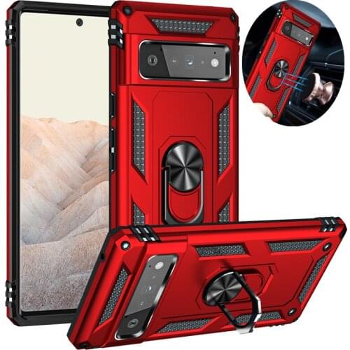 Armor Phone Case For Google Pixel 6 Pixel6 Anti-Fall Finger Ring Holder Magnetic Coque For Pixel 6 Pro Bumper Shockproof Cover