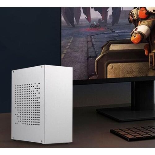 B07 Mini ITX Computer Case Discrete Graphics Chassis Wall-Mount Riser Cable Included Silver Edition 8.78x7.24x4.09in