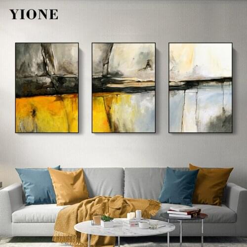 Black Yellow Graffiti Mountain Land Texture Canvas Paintings Custom Modern Abstract Art Poster and Prints Wall Pictures for Room