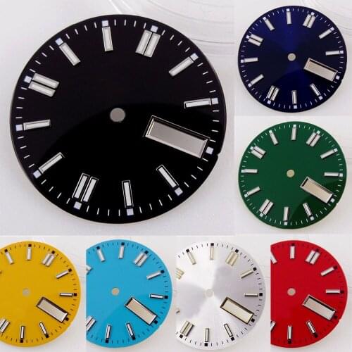 29mm Multi Color Watch Dial Watch Face Fit For NH36/NH36A Date/Day Dual Calendar Blue/Black/Green/Gold/Silver Luminous