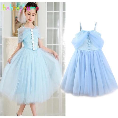 Babzapleume 3-7Years/Summer Toddler Girls Dresses Sleeveless Lace Tutu Blue Baby Dress Princess Costume Children Clothing BC1417
