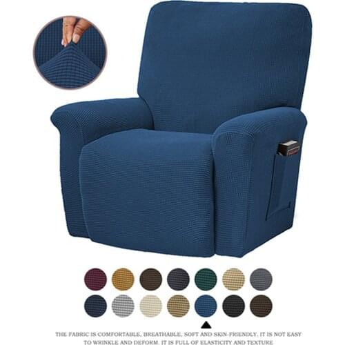 Yingya European Style Recliner Stretch Sofa Cover Charcoal Gray Thickened Fleece Recliner Protection Pad Nonslip Furniture Cover