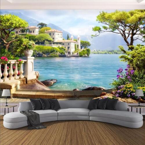 Photo Wallpaper 3D Garden Lake Scenery Murals Living Room TV Sofa Background Wall Painting Modern Home Decor Wall Paper For Wall