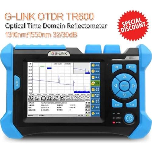 G-LINK OTDR TR600 SingleMode SM Optical Time Domain Reflectometer 1310/1550nm 32/30dB VFL with FC,SC,LC UPC Connectors