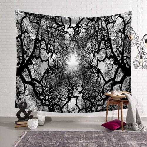 Nordic Forest tapestry aesthetic big tree farmhouse decor wall hanging Psychedelic background cloth casual bedroom wall blanket