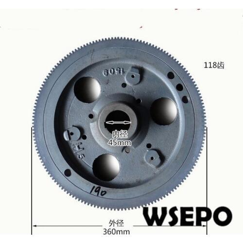 OEM Quality! Electric Start Flywheel Assy with Gear Wreath for R185/R190 4 Stroke Small Water Cooled Diesel Engine