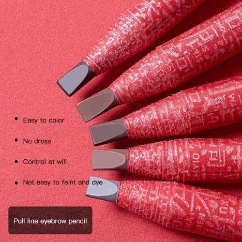 2021 New Peelable Eyebrow Pencil Cosmetics Long Lasting Pull Line Eyebrow Makeup Waterproof Brow Tattoo Pen Flat Shape Nib TSLM1