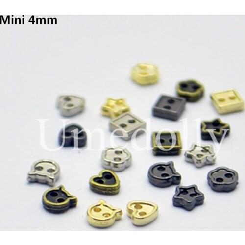 20/50/100PCS 4mm Mini Buttons Gold Silver Bronze Gun Color Barbies Doll Clothes Buttons DIY BJD Blyth Doll Clothing Accessories