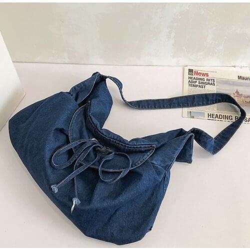 Fashion Denim Large Capacity Shoulder Bag for Women 2021 New Canvas School Bag for Teenager Girls Casual Travel Tote Bag Handbag