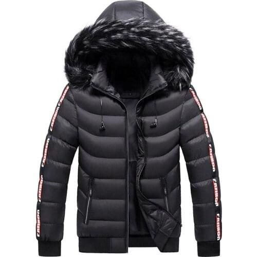 Mens 2021 Winter Warm Jackets And Coats With Fur Hood Fashion Cotton Lined Thick Thermal Parkas Overcoat Outerwear Big Size 5XL