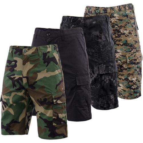 Men Summer Outdoor Camouflage Multi-Pocket Tactical Shorts Waterproof Tear Resistant Breathable Training Climbing Sports Shorts
