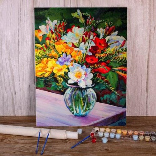 Landscape Flowers Coloring By Numbers Painting Set Acrylic Paints 50*70 Picture By Numbers Photo New Design For Children Art