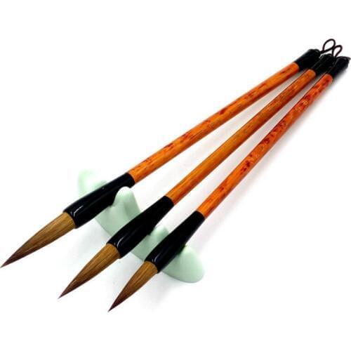 3pcs Chinese Calligraphy Brush Set Wolf Woolen Hair Painting Brushes Student White Clouds Calligraphy Practice Writing Brush