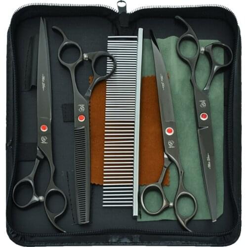 8.0" Pets Hair Scissors Set Japan 440c Steel Professional Dog Grooming Scissors Animal Cutting & Thinning & Curved Shears B0043A