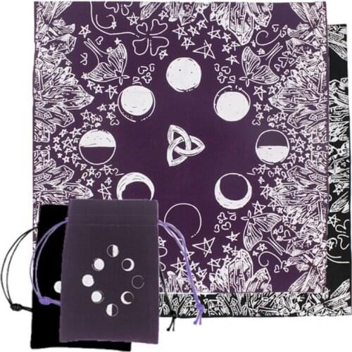 2021 Top Velvet Tarot Tablecloth with Bag Witch Divination Moon Phases Lover Altar Cloth