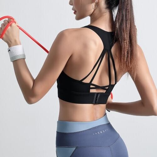 New Shockproof Gathered Sports Bra Underwear Yoga Suit Adjustable Wear Fitness Vest Back Bra Tops for Women Bras Thin Strap
