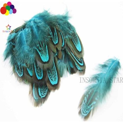 Wholesale 5-10CM (2-4 inches) Pheasant Feather Dyed Lake Blue 100PCS DIY Craft Headdress Earrings Accessories Feather