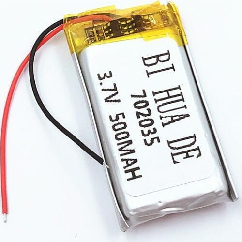 Rechargeable Polymer battery 500 mah 3.7 V 702035 smart home MP3 speakers Li-ion battery for dvr,GPS,mp3,mp4,power bank,speaker
