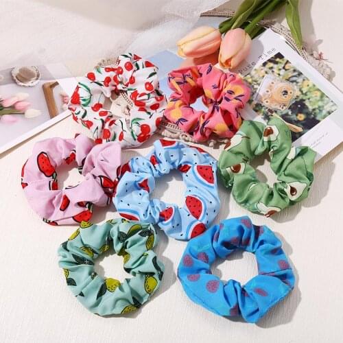 2021 New Fruit Print Hair Ties Daily Hair Accessories Women Headband Scrunchies Girls Hair Band Fashion Hairbands Headwear