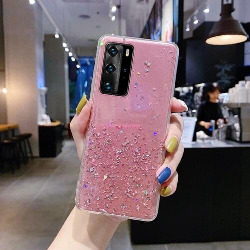 Luxury Cute Bling Glitter Silicone Phone Case For Huawei P40 P30 P20 P10 Lite Pro Honor 9X 20 Ultra-thin Stars Sequins Cover