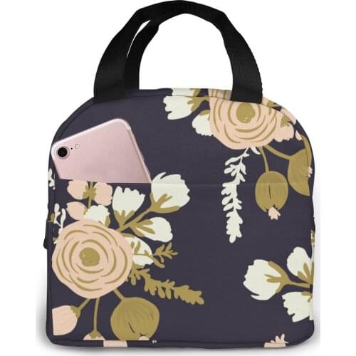 Rosa Blush Noisette Cooler Bag Portable Zipper Thermal Lunch Bag Convenient Lunch Box Tote Food Bag