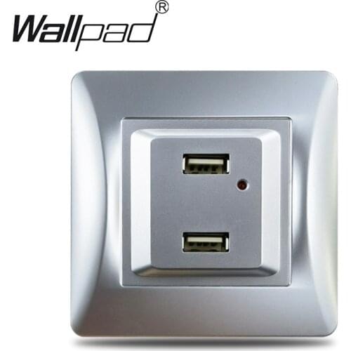 Silver Plastic Panel USB Outlet Wallpad 16A European Standard Russia Spain NL DE USB Electrical Socket Charger 220V For EU Box