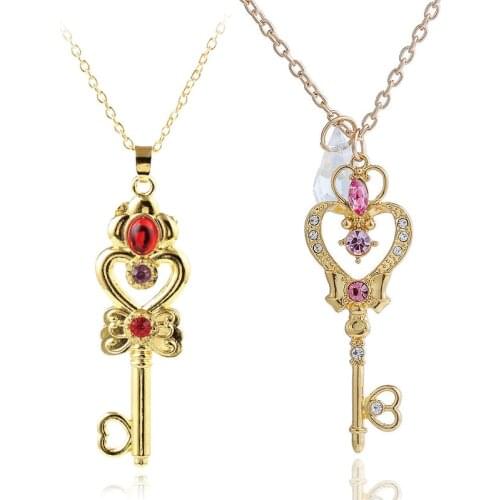 Sailor Moon Loving Wand Crystal Key Pendant Magic Wand Necklace For Girl Jewelry Cosplay Accessories