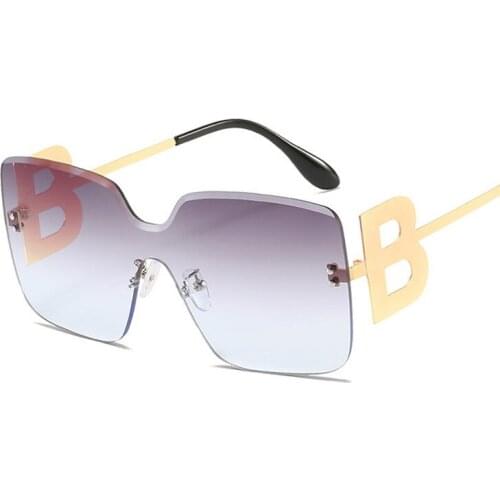 2021 Oversized Gradient Sunglasses Women Luxury Brand Fashion Rimless Square Metal Female Men Sun Glasses