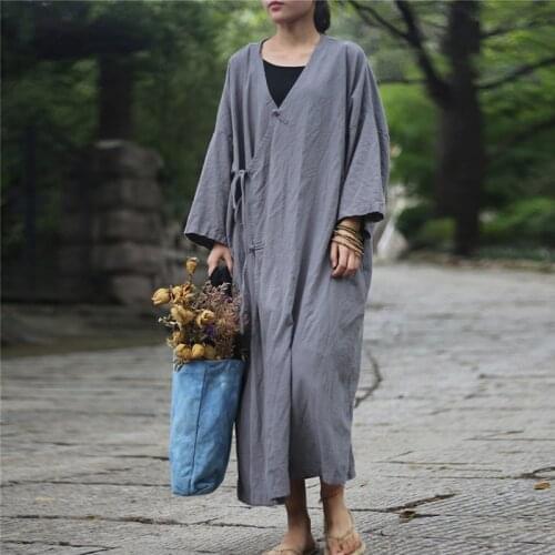 NINI WONDERLAND Spring Autumn Trench Coats 2021 Women Cotton Linen Long Coats Female Solid Vintage Tops Mori Girl Loose Clothes