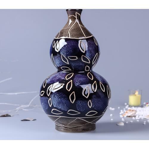 Vintage Ceramic Vase Home Decoration Carved Blue Vases Porcelain Vase Flower Decoration Adornment Furnishing Articles