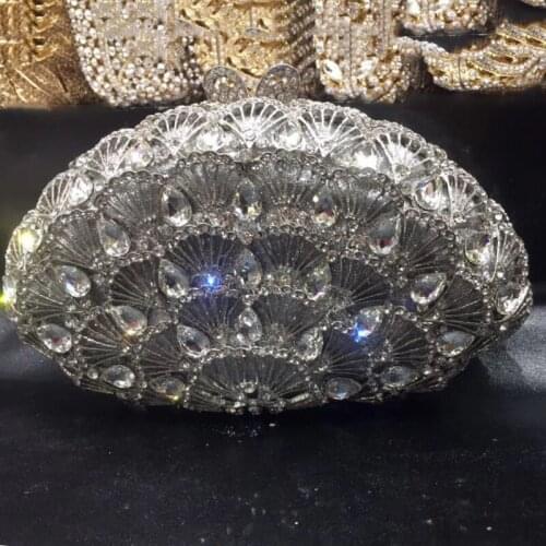 High Quality Silver Rhinestone Crystal Wedding Bridal Clutch Bag New Fashion Lady Evening Purse And DiamondSamll Phone Clutches