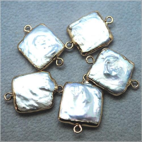 3pcs natural cultured freshwater pearls connectors black pearl beads size 15-20mm oval square round irregular shape top diy