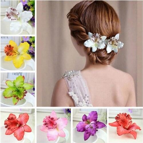 1PC Women Chic Fashion Flowers Hair Clips Gift Sand Beach Colorful 10 Colors Handmade Butterfly Orchid Vacation Hair Accessories