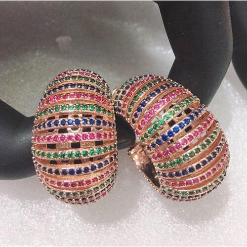 Zlxgirl jewelry fashion womens rose gold color Large Hoop Earrings Big Circle Earrings Cubic Zircon Brincos Celebrity ears gift