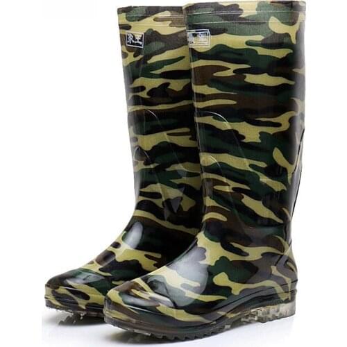 Winter Fashion Men Thick Rain Boots Camouflage Non-slip Water Shoes PVC Waterproof Wear-resistant Rubber Shoes Casual Rainboots