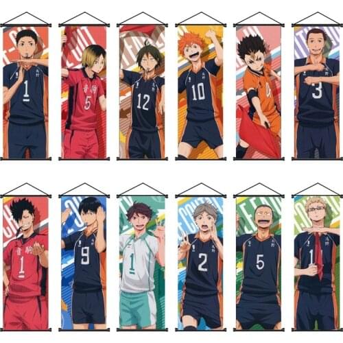 1 Pcs Anime Haikyuu Hanging Scroll Wall Poster Painting Ryunosuke Tanaka Shoyo Hinata Wall Poster Home Decor 25*70cm